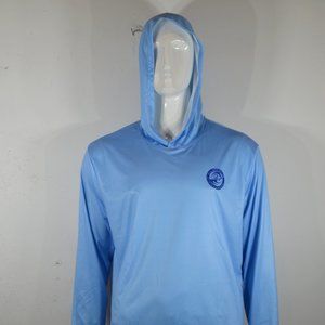 All American Fisherman Men's Tee XXL Marlin Stripes Logo Hoodie UPF 30 blue NWT